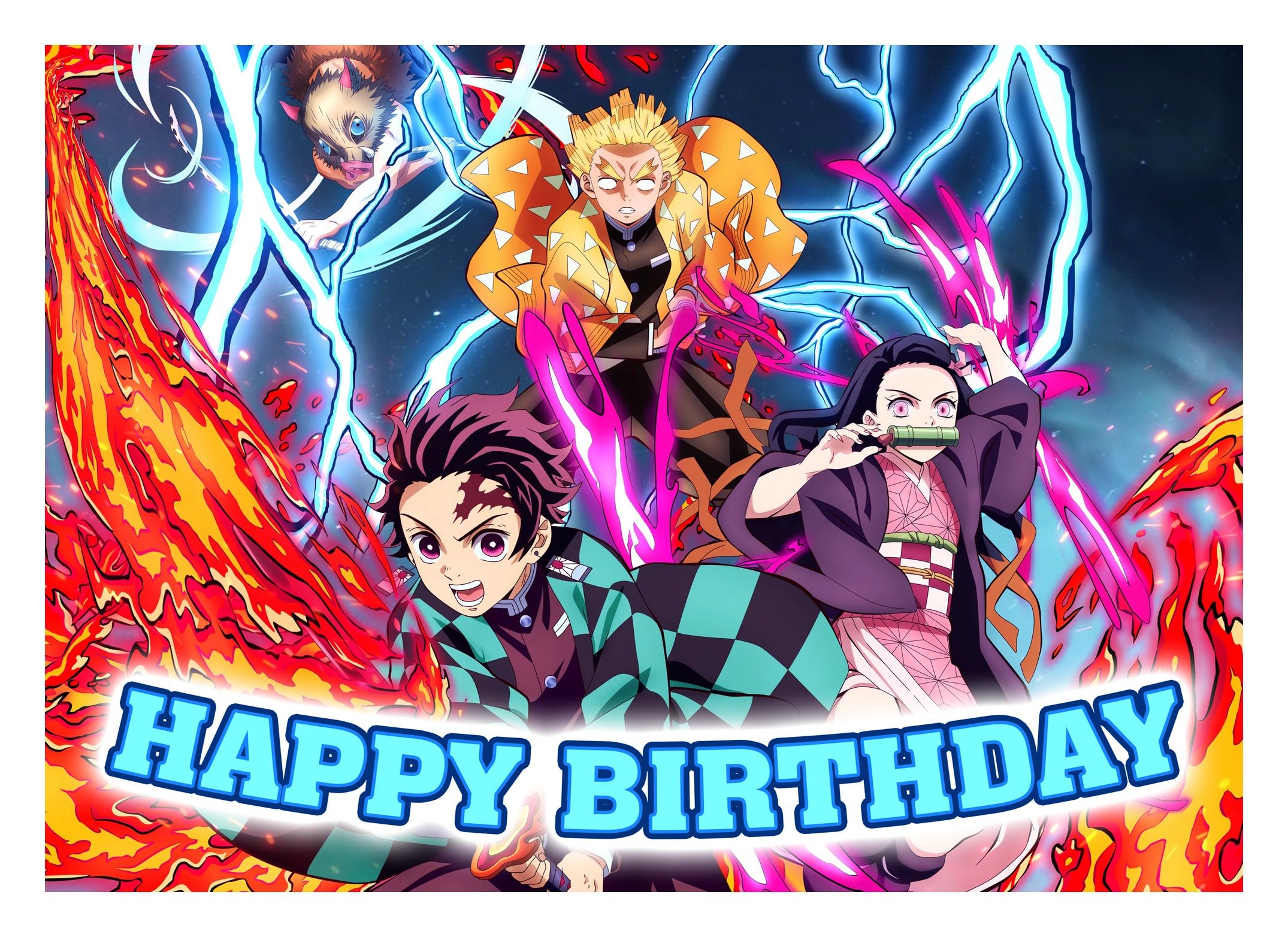 8.3 x 11.7 Inch Edible Square Cake Toppers – Slayer Themed Birthday Party Collection of Edible Cake Decorations