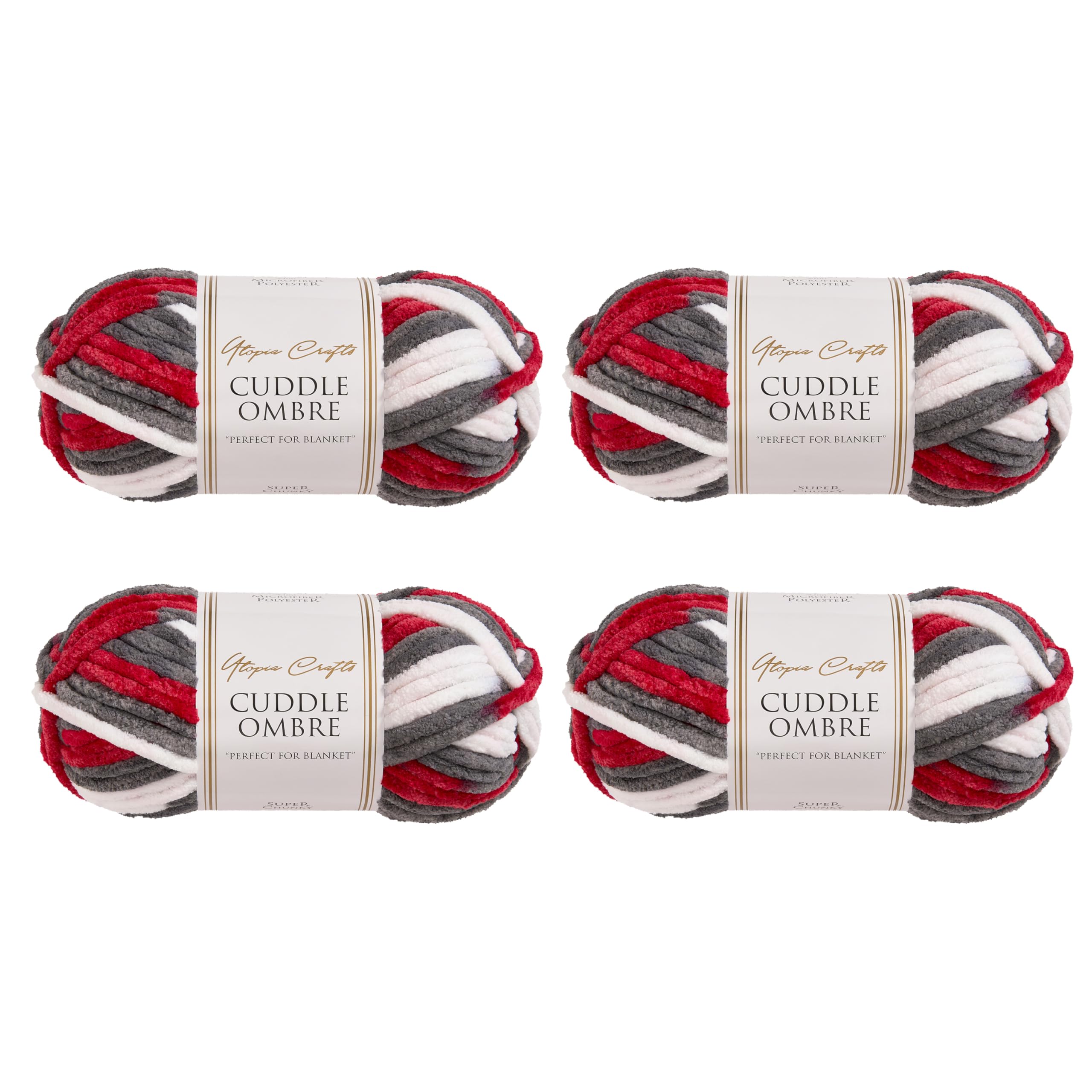 Utopia Crafts Cuddle Ombre Super Chunky Chenille Soft Yarn for Knitting and Crochet (Winterberry, 4X 100g)