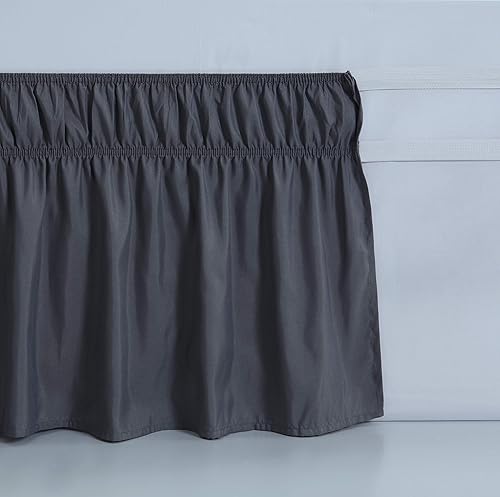 Miniatura 4 de MEILA Falda de cama envolvente con tres lados de tela, elástico con volantes de polvo de 14 pulgadas, caída a medida, fácil de instalar, resistente