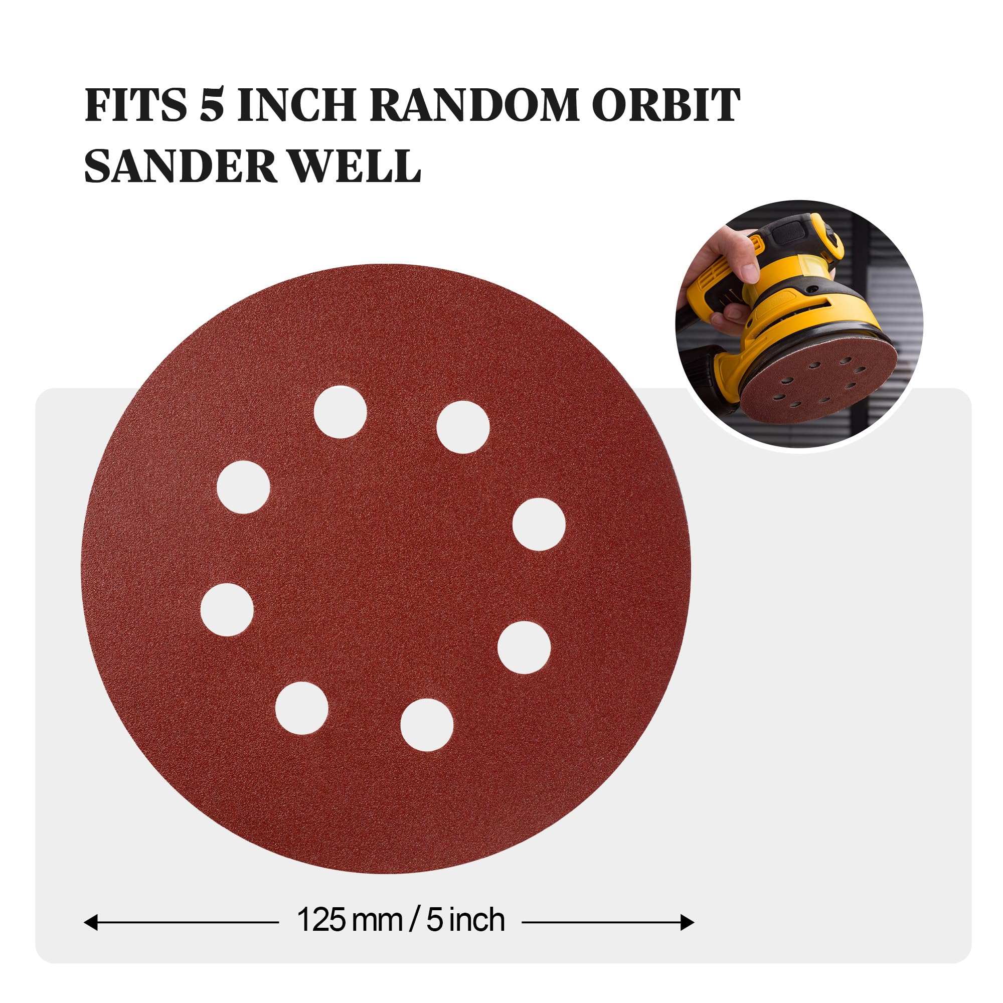 SATC Sanding Discs 180 Grit 72PCS Orbital Sander Discs 125mm Hook and Loop Round Orbital Sander Pads for Sanding - Image 4