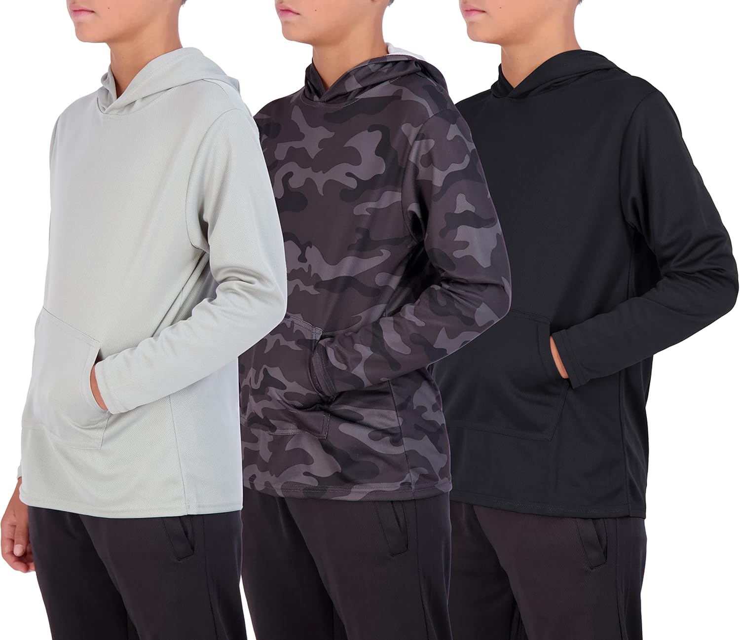 Real Essentials 3 Pack: Youth Mesh Long Sleeve Pullover Hoodie Active Sweatshirt – Kangaroo Pocket – Boys & Girls Real Essentials 3 Pack: Youth Mesh Long Sleeve Pullover Hoodie Active Sweatshirt – Kangaroo Pocket – Boys & Girls