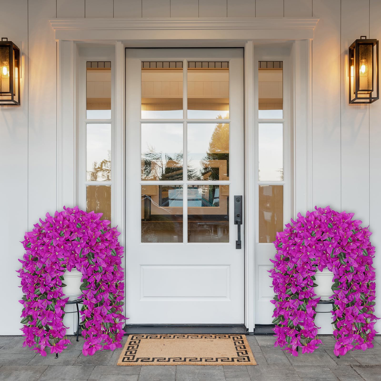 2 Pezzi Fiori Artificiali da Appendere Fiori Finti Pianta Artificiale da Esterno Bouganvillea Fiori Artificiali Resistente ai Raggi UV Fiori Finti per Decorazioni Giardino Balcone, Viola