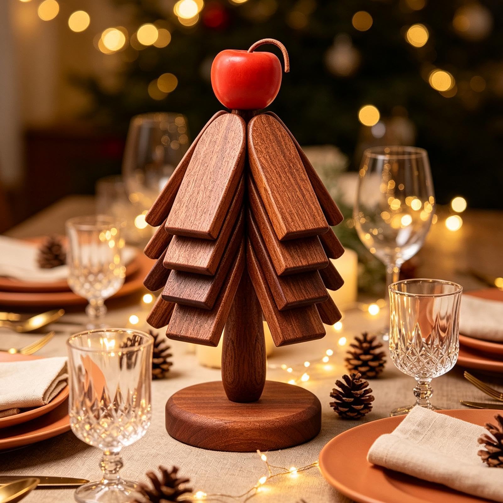 Tree Trivets for Hot Dishes | Rustic Heat Resistant Foldable Table Decor
