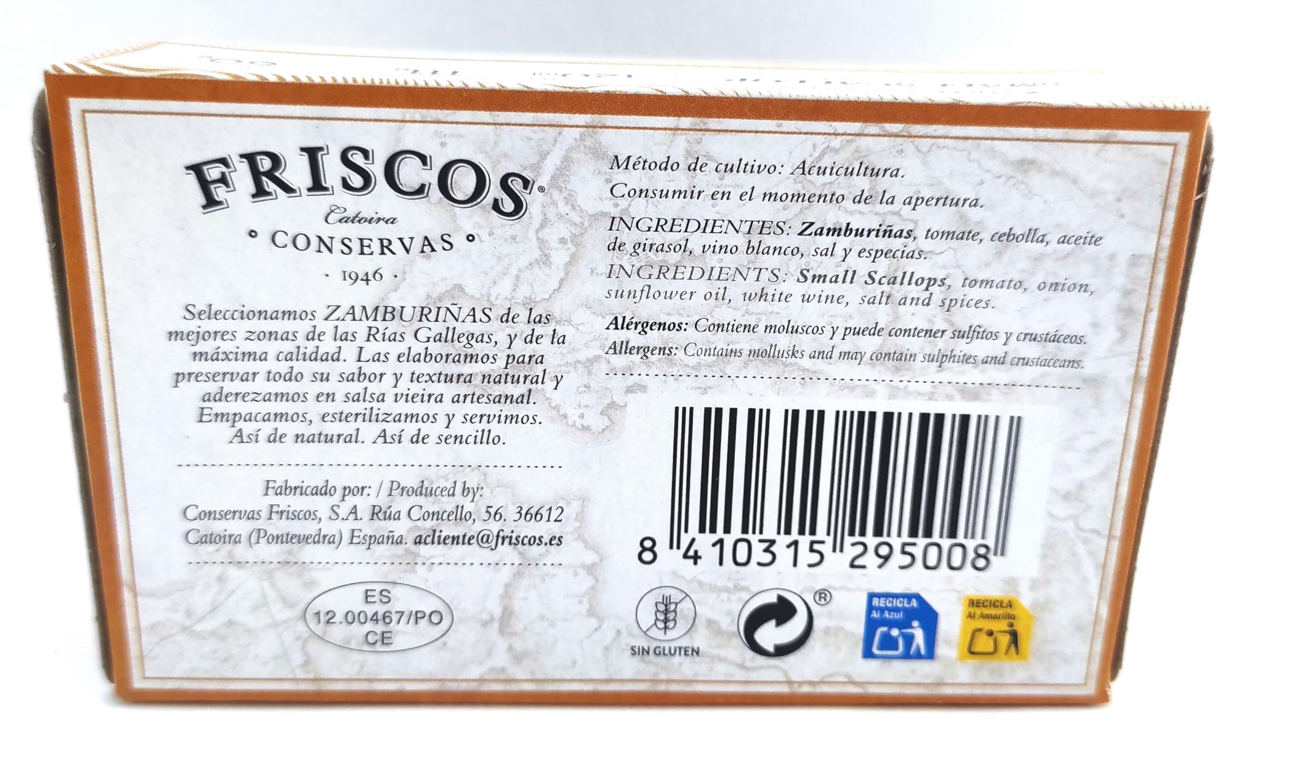 FRISCOS Zamburiñas de las Rias Gallegas en salsa de vieira. 12 unidades