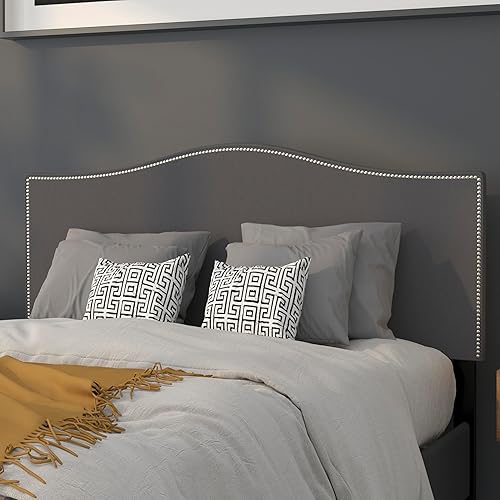 Miniatura 37 de Flash Furniture Bedford - Cabecero de cama doble tapizado con ribete de uñas en tela beige Blanco,Negro -,Marrón