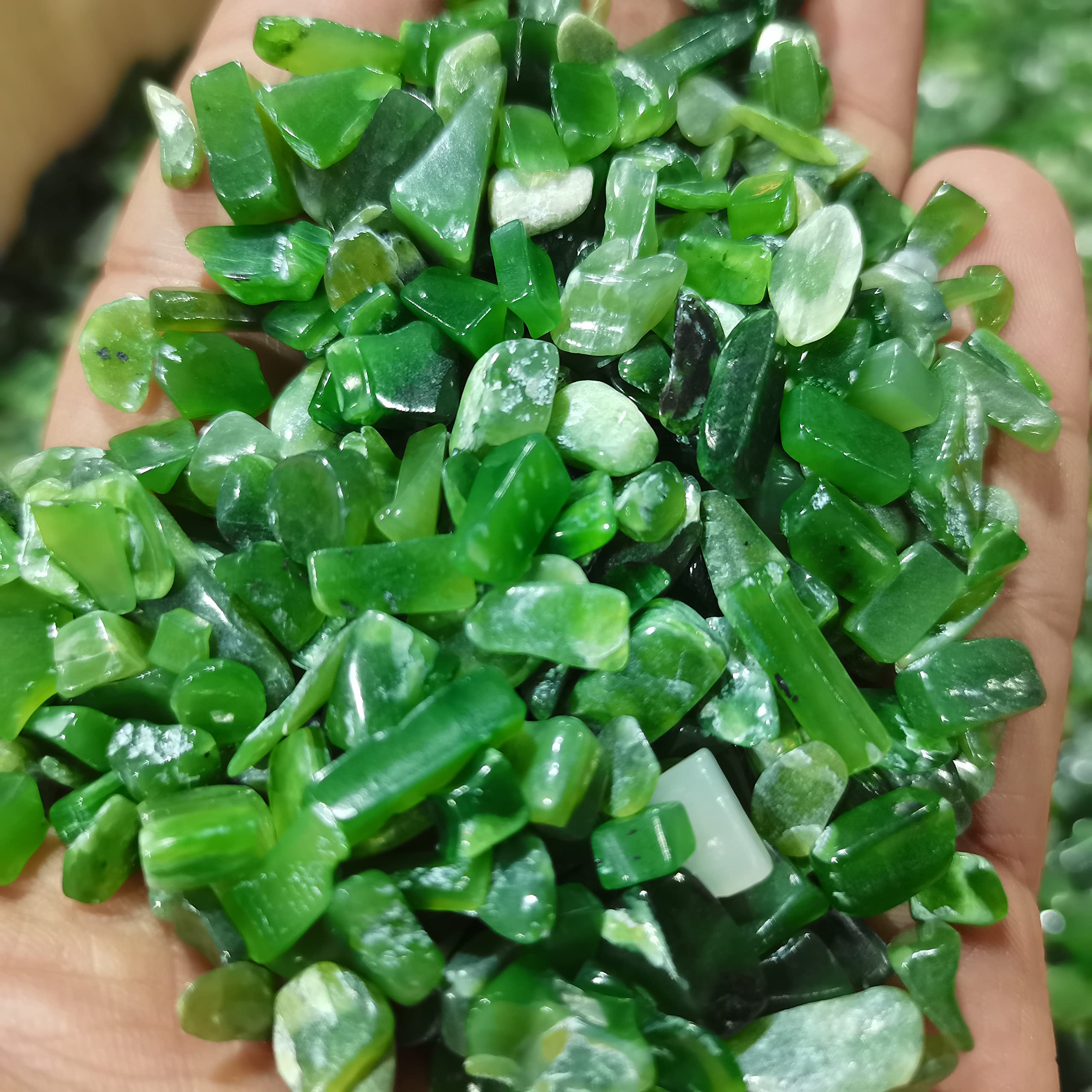 lleno de textura Piedras preciosas for decoración 10.58 oz de piedra de jade Dongling verde natural pequeña grava de cristal DIY decoración de la casa maceta acuario ornamental pecera FengShui Aura Cr