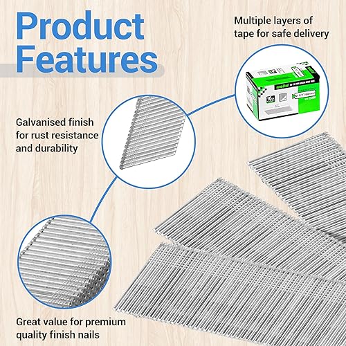 Vista 15 de meite Clavos de acabado en ángulo de calibre 16 de 2-1/2 pulgadas, clavos de acabado galvanizado de 20 grados para pistolas eléctricas o neumáticas