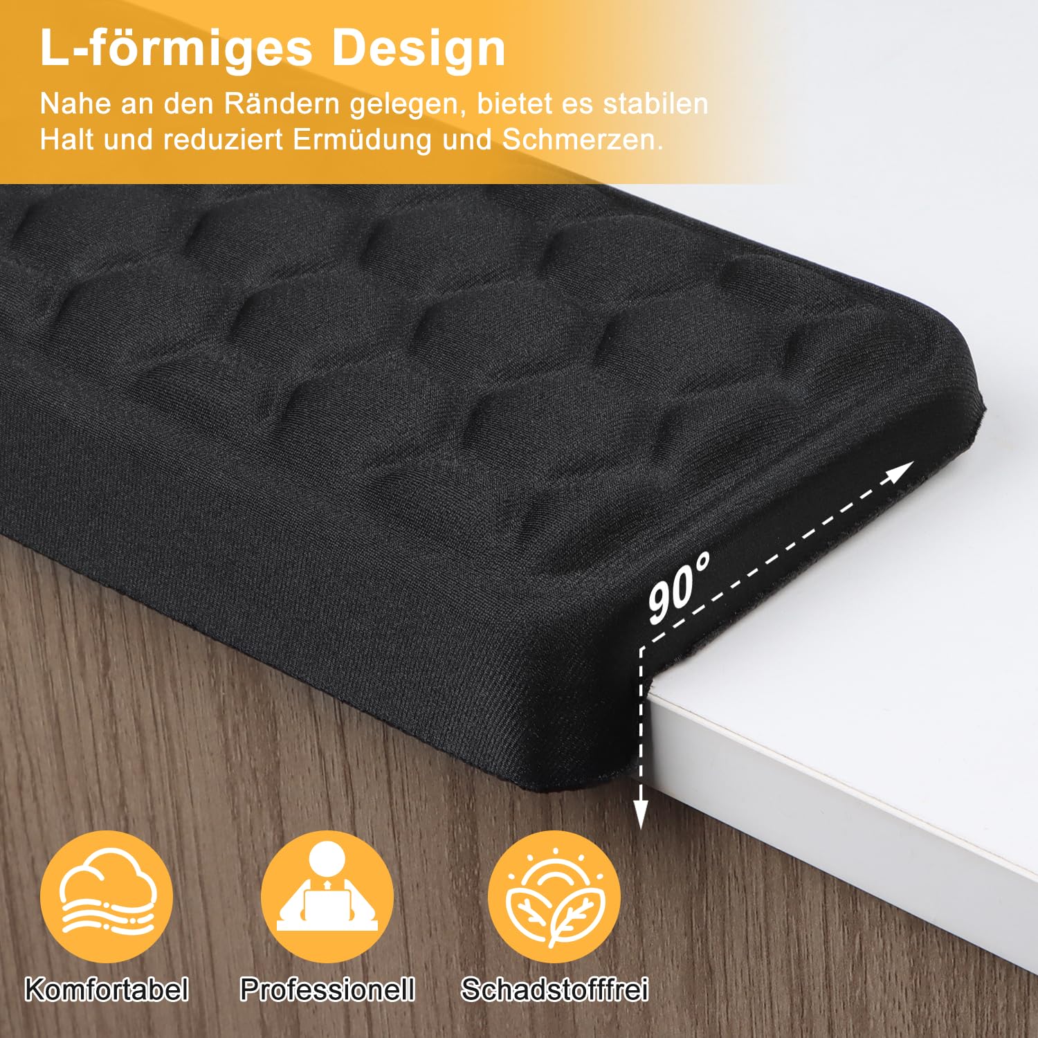 Handballenauflage Tastatur 2Stk L-Förmige Handauflage Tastatur 30 * 10cm Handgelenkauflage Maus Tastaturs Pad Ergonomische Schreibtisch Ellenbogen Memory Schaum Armauflage für Schreibtisch