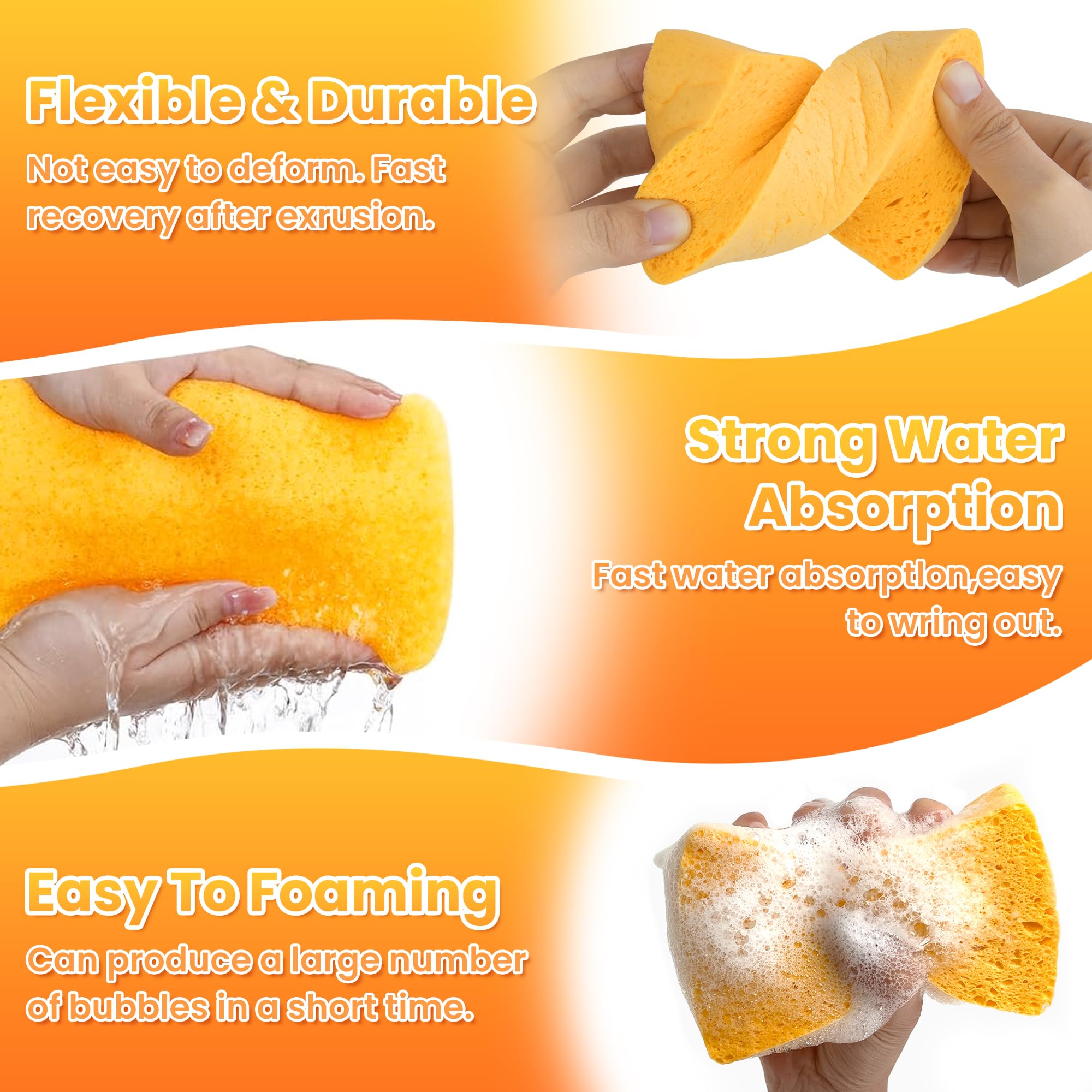 8 esponjas de cocina desplegables, esponjas naturales antiarañazos, esponjas de celulosa comprimida francesa para platos de cocina, baño, coches, esponjas de limpieza ecológicas, resistentes a