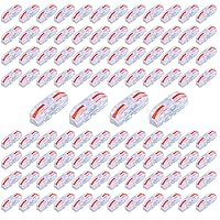 Vista 12 de Kit de conectores de alambre de empalme compacto, 1 conductor, conectores de palanca para cableado 28-12 AWG (50 unidades, naranja transparente)
