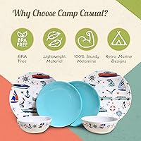 Vista 6 de Juegos de Vajilla de Melamina - Juego de 6 Piezas de Platos Marinos - 2 Cuencos, 2 Platos de Ensalada y 2 Platos de Cena de Melamina para Interiores
