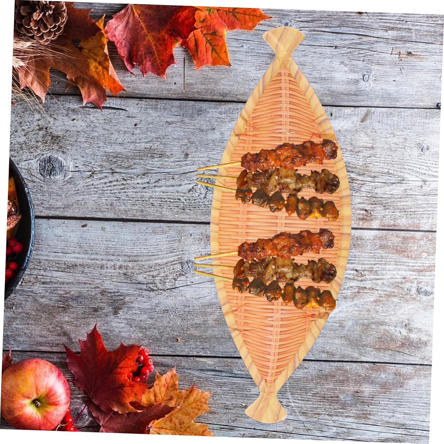 Ipetboom Simulation Woven Tray Large Capacity Bread Storage Basket Decorative Boat Shaped Tray for Kitchen Picnic Restaurant Party Lightweight Household Use image 4