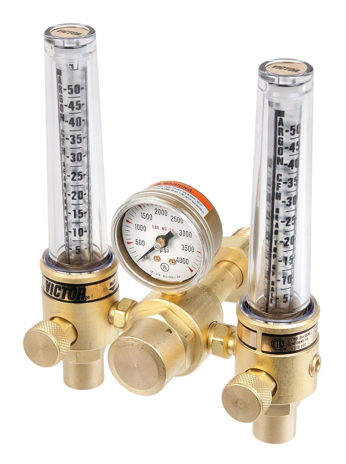 Victor Technologies 0781-1153 DFM-150-580 Medium Duty Flow Meter Cylinder Argon/Helium Regulator, 5-50/20-150 SCFH Flow Range, CGA 580 Inlet Connection
