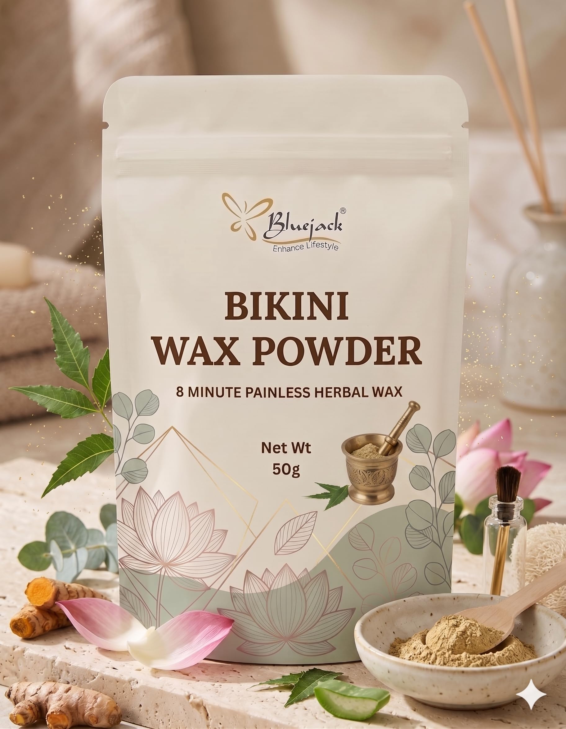 Bluejack Natural Bikini Wax Powder 8 Minute Painless Instant Hair Remover 50g-image-8