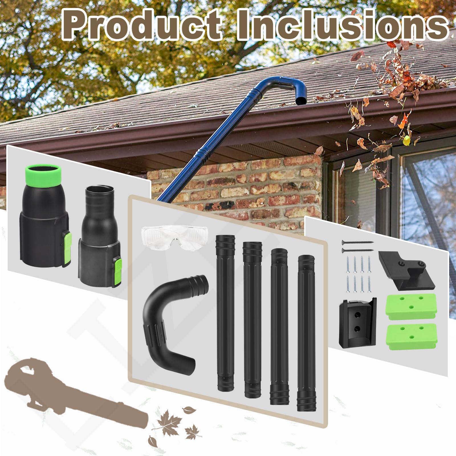 Accesorio de Limpieza de canalones Que sustituye al Kit de Limpieza AGC1000 y Kit de Soporte de Montaje para Ego 530CFM 580CFM 575CFM 650CFM 615CFM LBX6000, con Soportes de batería, Limpia fácilmente