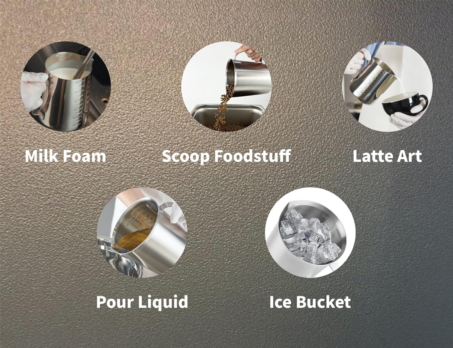 Misurino in acciaio inox (2 litri-8 tazze), brocca per schiumatura pesante, brocca per latte schiumante, tazza per schiumare latte con marcatura con manico per macchine da espresso, arte del latte