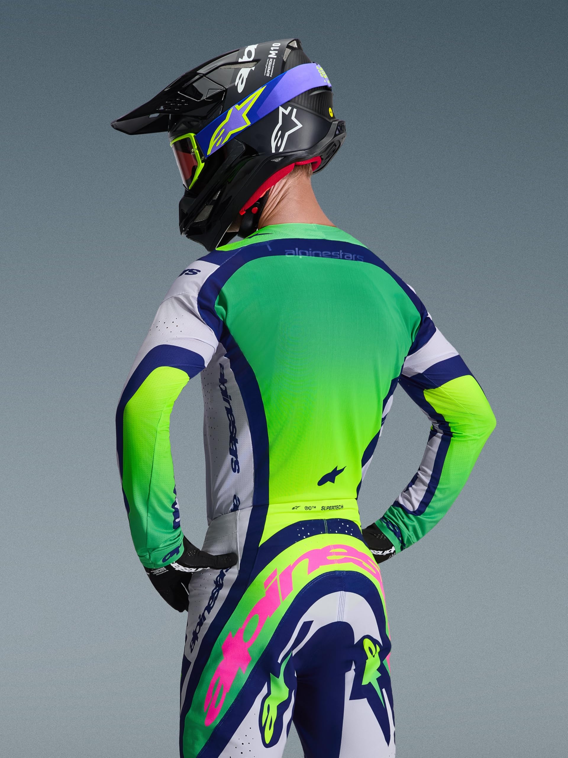 Alpinestars Supertech Vista Maglia da motocross, grigio/blu, L