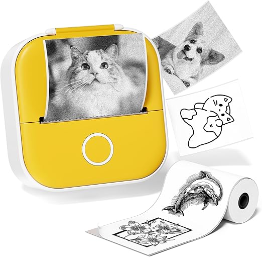Mini Sticker Printer, T02 Print Pods Mini Printer, Sticker Maker Machine with 1 Roll Paper, Bluetooth Thermal Inkness Sticky Note Maker for Sticky Scrapbook, Journal, Note, Diagrams