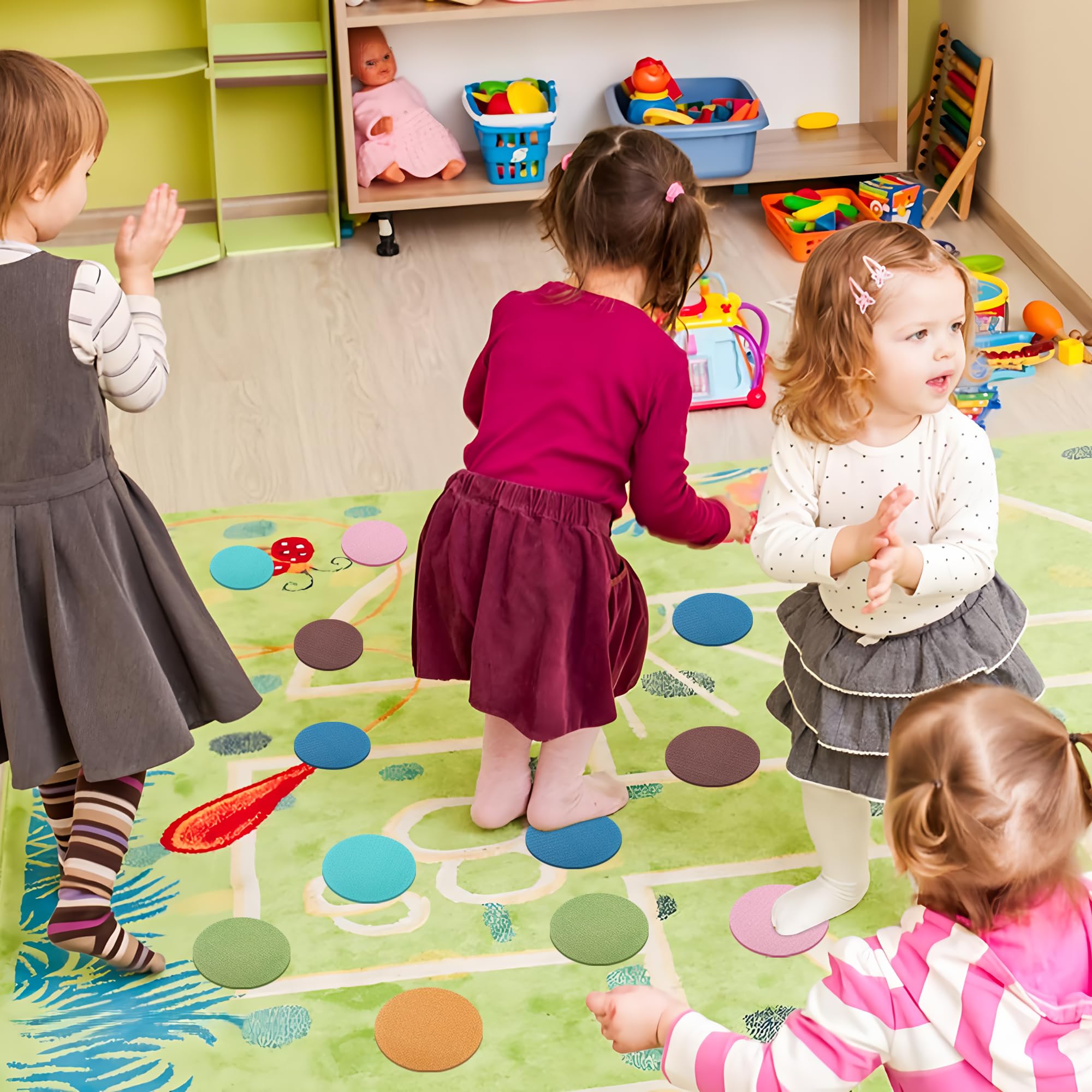 60 PCS Boho Carpet Spots Markers 4 Inch Circle Floor Dots for Classroom Boho Sitting Carpet Spots for Classroom Kids Preschool Elementary Kindergarten Teacher Supplies - Image 6