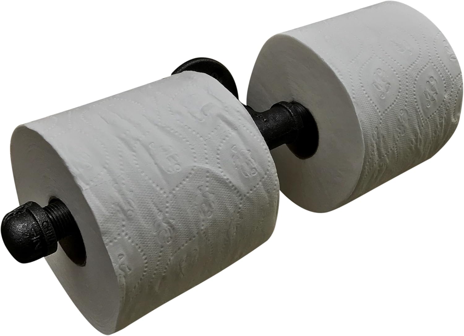 Industrial Pipe Multi Roll Toilet Paper Tissue Holder by DIY Cartel - Black Iron - Commercial/Heavy Duty - Style: Modern, Vintage, Rustic, Steampunk, and Farmhouse Furniture/Decor (2 roll Holder)