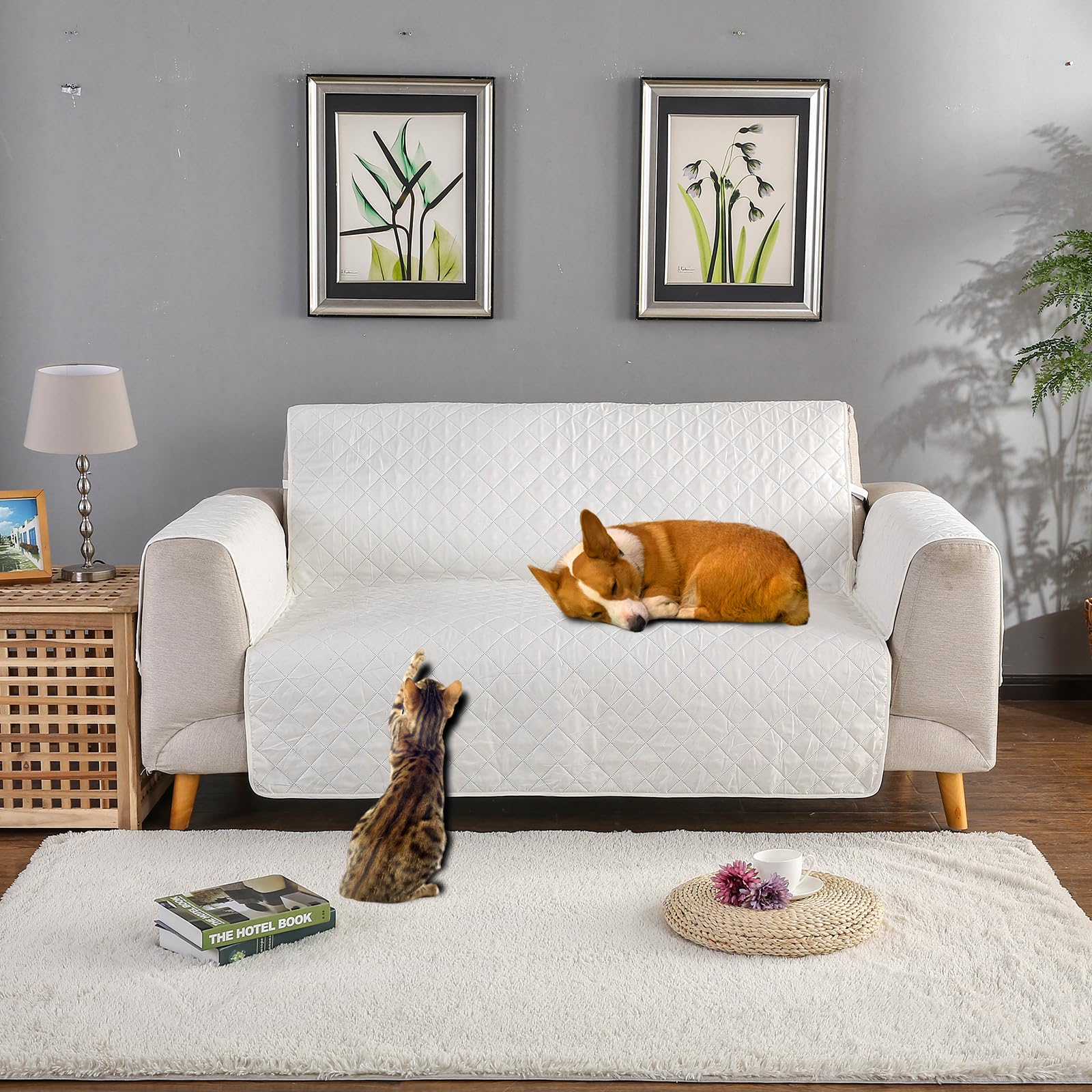 PETCUTE Sofa Cover 2 seater Mordern couch recliner covers Quilted Sofa Slipcovers Anti Slip Sofa Protector