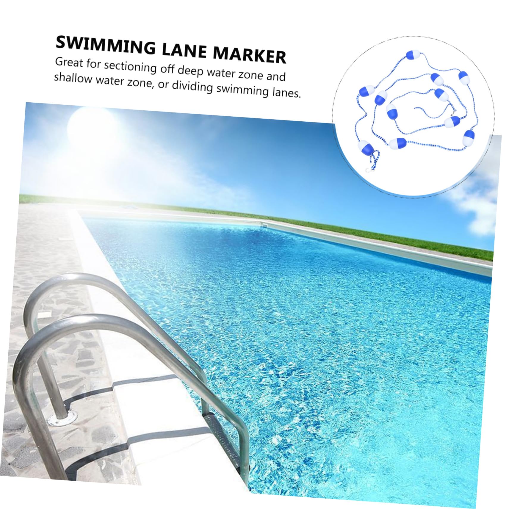 NUOBESTY Schwimmbahnmarkierung 5m Kunststoff mit Haken für Poolbereiche