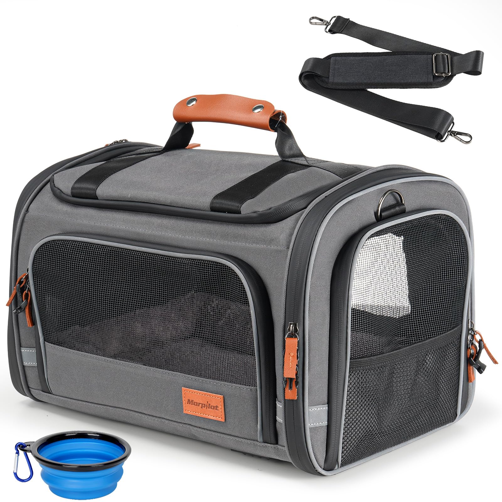 Morpilot Expandable Soft Cat Carrier for Air Travel, 16 x 11 x 11in | Cats and Small Dogs…