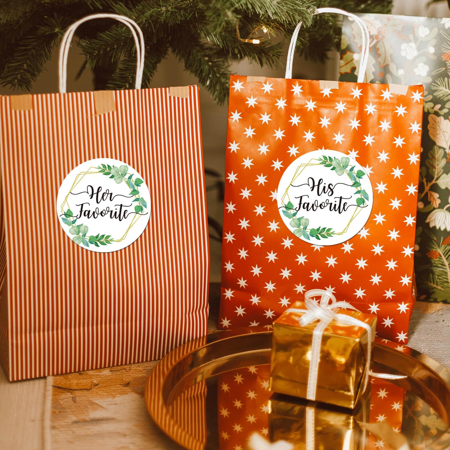 80 PCS His & Her Favorite Wedding Stickers - 2 Inch Round Favor Stickers For Gift Boxes