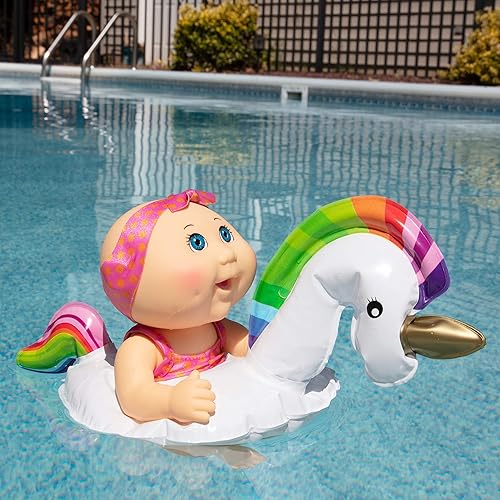 Miniatura 2 de Cabbage Patch Kids Splash N Float - Muñeca de juguete para piscina playa y bañera  Realmente flota en el agua  Bebé con tubo inflable de unicornio