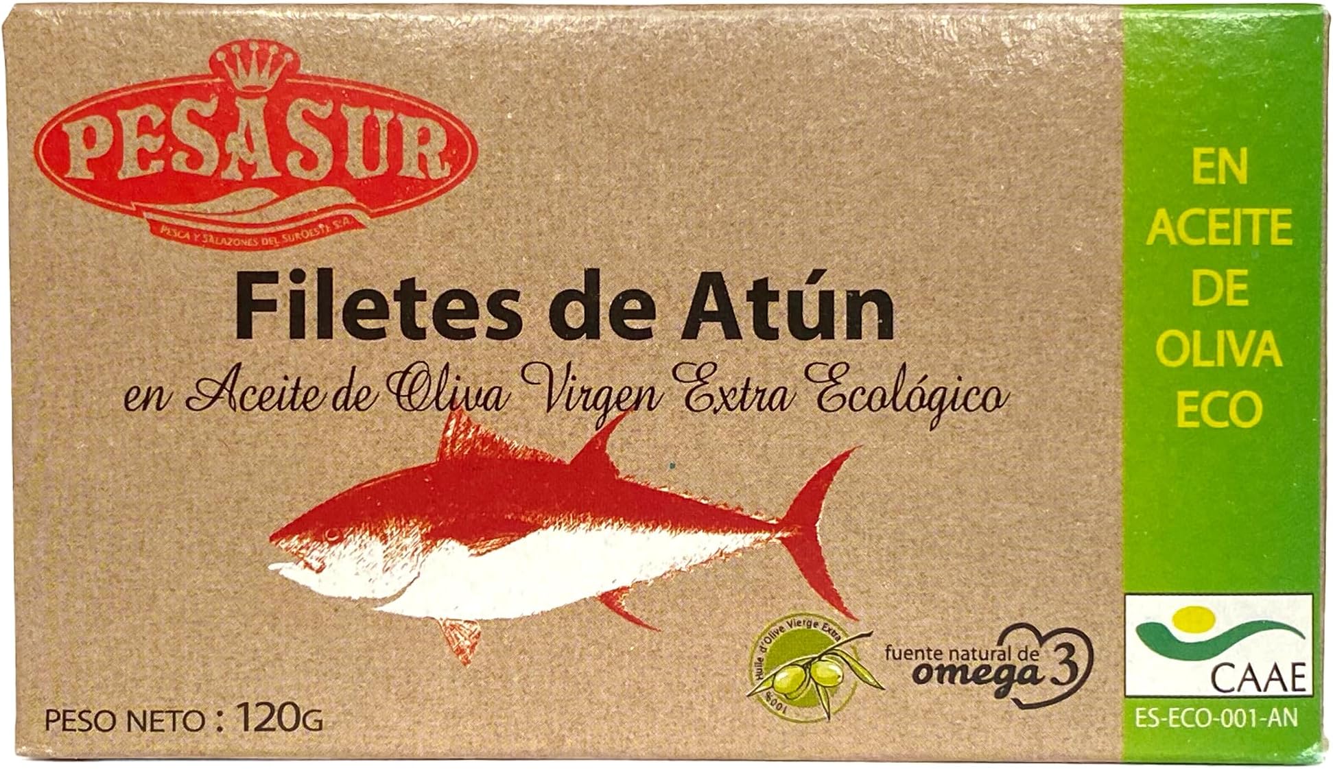 Soldimar Pesasur Tuna Fillets in Organic Extra Virgin Olive Oil 120g (Pack of 5)