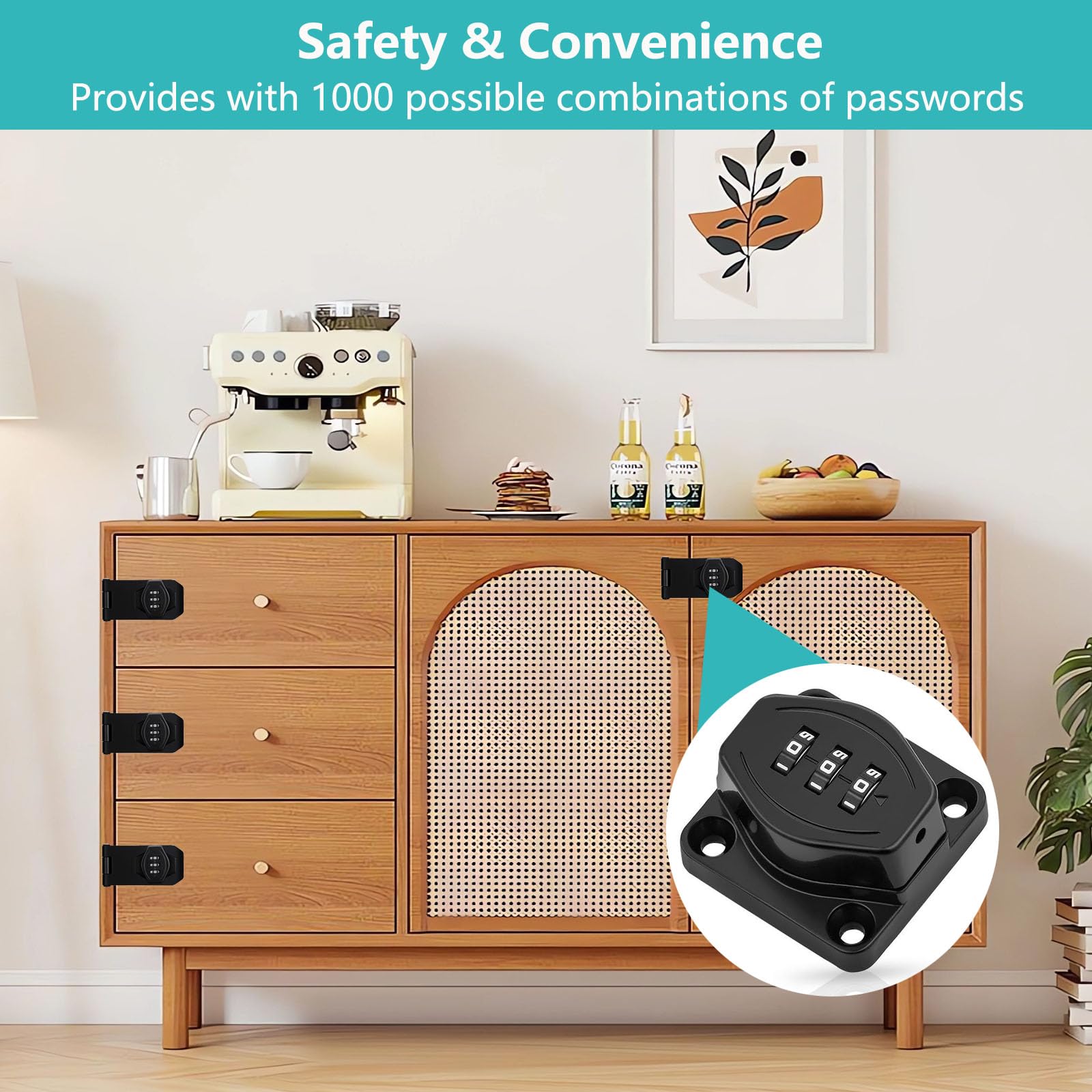 Confezione da 2 serrature per armadietti, senza chiave, con combinazione di codice, per adulti, serratura per cancello con codice, doppia serratura per porte piccole, porta del fienile, giardino