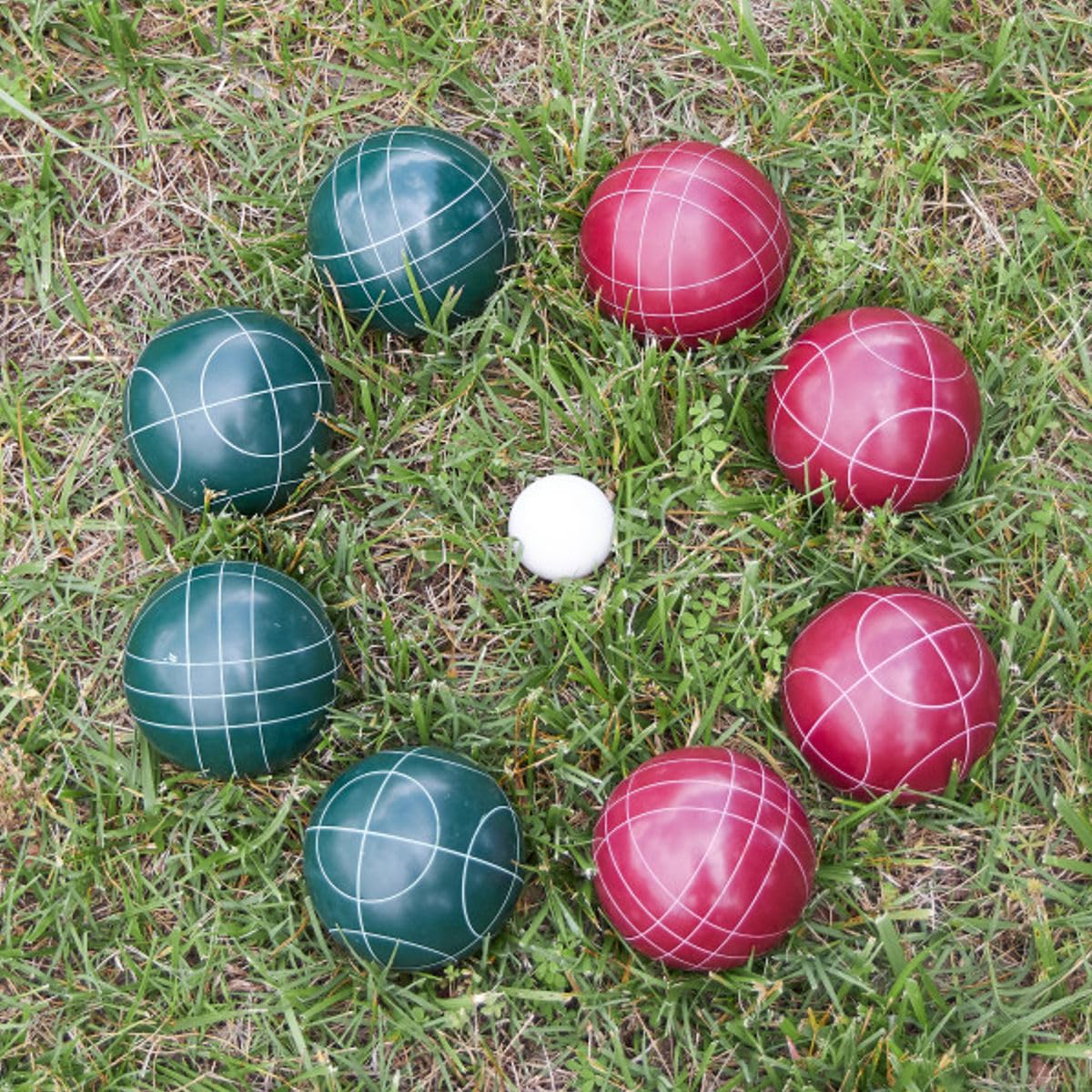 HEY! PLAY! Juego de Bolas de bochas de tamaño reglamentario, Verde, Rojo