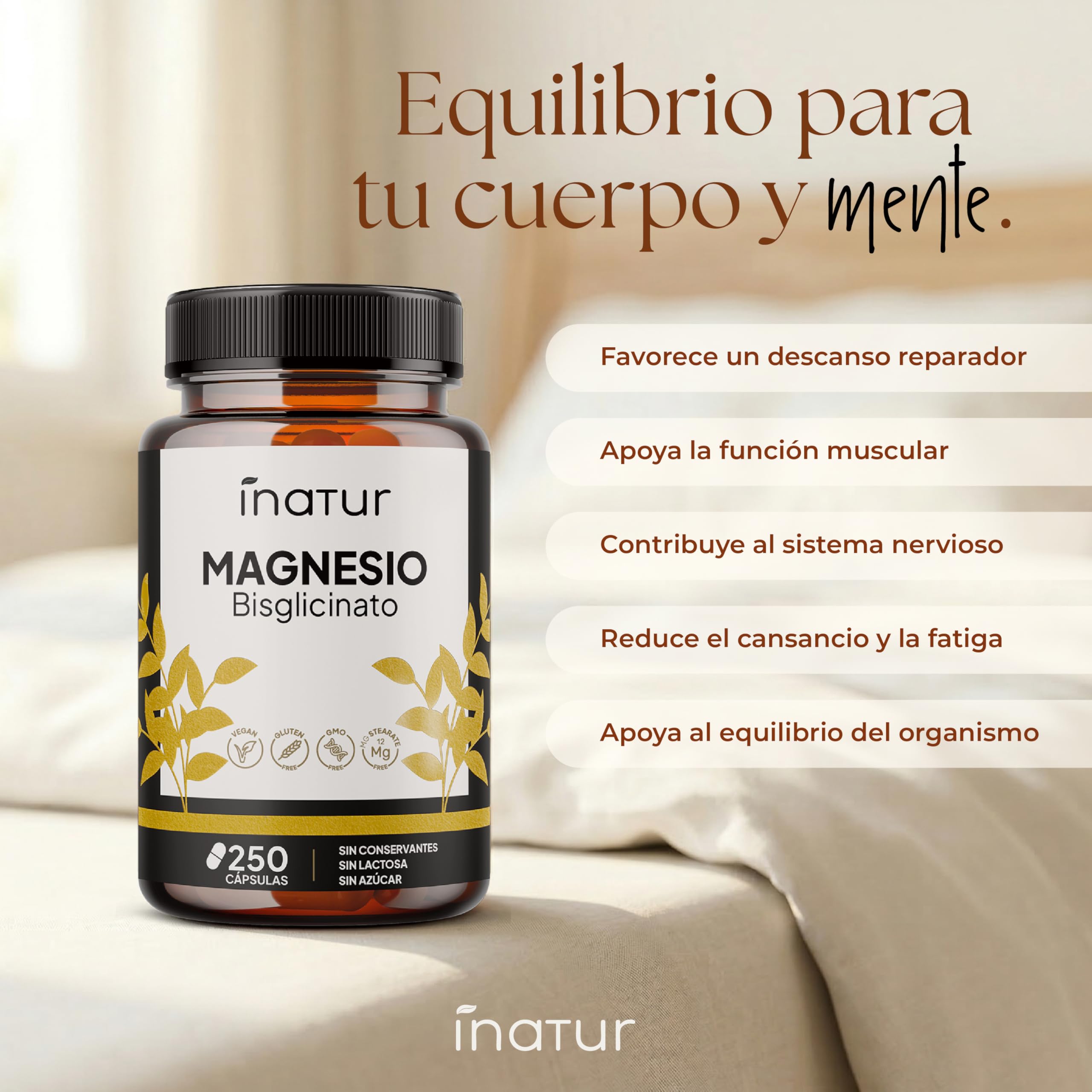 Bisglicinato de Magnesio – 360 mg de Magnesio Elemental por Dosis Diaria (250 Cápsulas) – Suministro para 4 Meses – Magnesio Quelado de Alta Absorción – Vegano, Sin Gluten y Suave para el Estómago