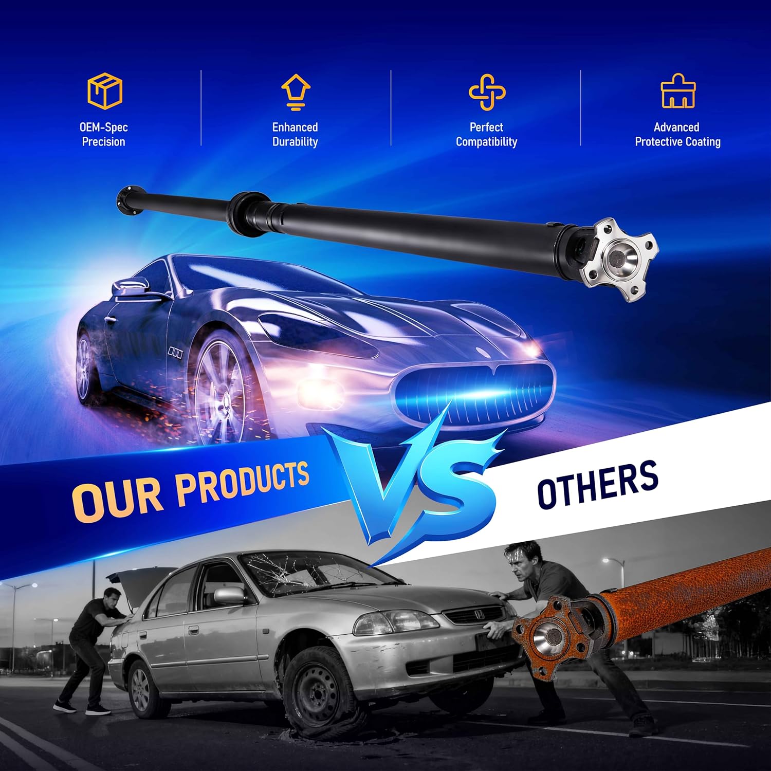 Rear Drive shaft Assembly Propeller Shaft Compatible For 2008-2014 Nissan Rogue | S, SL, SV | 4 Cyl 2.5L | QR25DE,Replace# 946-236, 37000JM100, 37000JM10A, 37000JM13A, 37000JM14A, SK946236, 65-6000