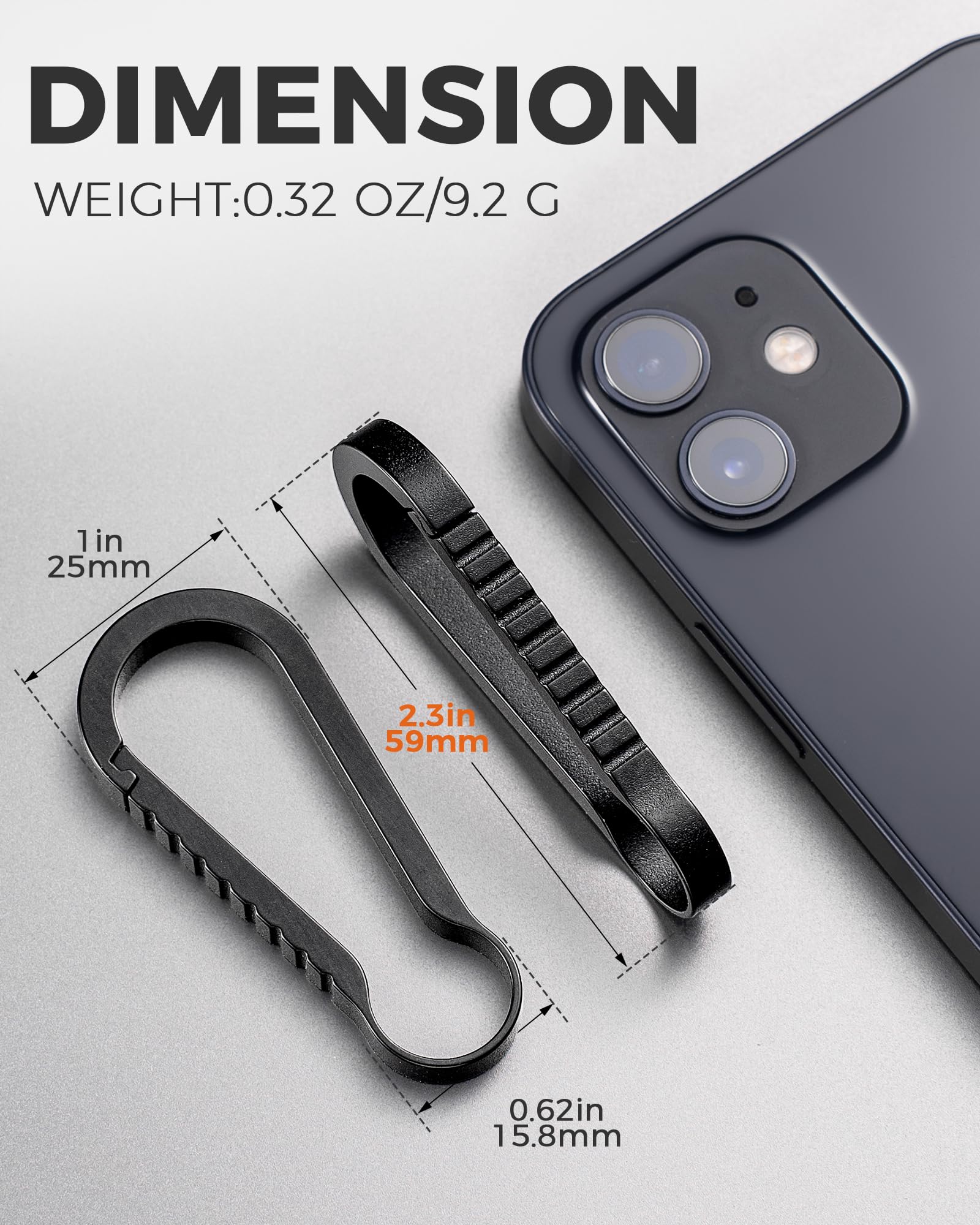 FEGVE Titanium Carabiner Keychain Clip, Small Key Holder Clip, Anti-Lost Quick Release Hook for Keys