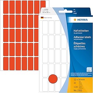 HERMA 2352 Multi-Purpose Labels 12x30 mm red Paper matt Hand Inscription 1120 pcs.