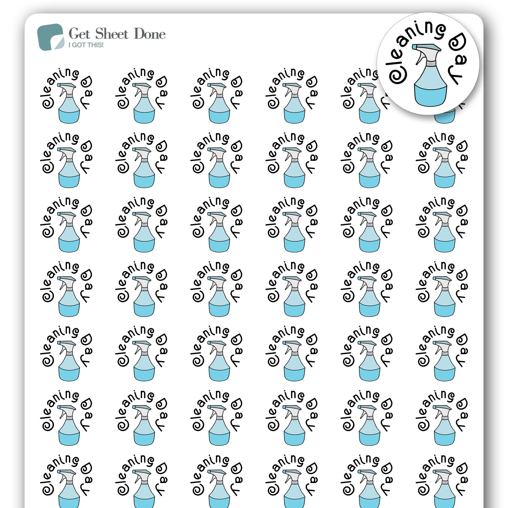 Clean Planner Stickers / 54 Fun Vinyl Stickers (1/2”) / House Chores Work Reminder/Essential Productivity Life Stickers/Bullet Bujo Journal/ToDo To Do Appointments (Matte Vinyl, 1 Sheet)