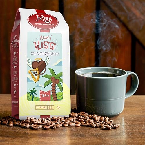 Miniatura 3 de Joffrey's Coffee - Angel's Kiss, café saborizado, tostado medio artesanal, granos de café arábica, sabor a chocolate y crema de coco, sin gluten,