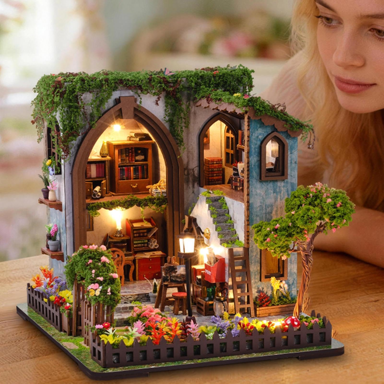 Kit Casa in Miniatura per Adulti Luce Calda Realistica Creativa in Legno