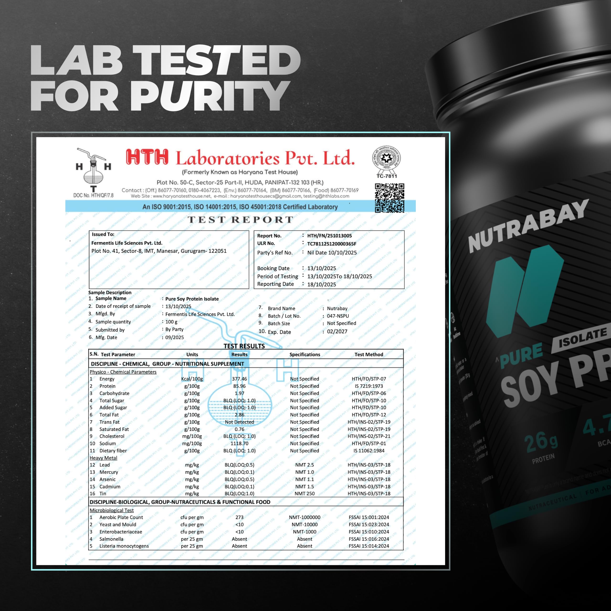 Nutrabay Pure Soy Protein Isolate Powder 26.2g Protein, 4.7g BCAA per Serving, NABL Lab Tested – Easy to Digest, No Added Sugar, Vegan – 1kg, Unflavoured | 100% Authentic & Clean Protein 3