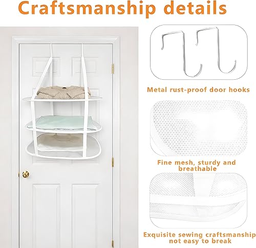 Miniatura 3 de SAMJANE Escurridor para colgar suéteres, malla de flujo de aire de punto urdimbre plana para delicados, diseño plegable de 3 niveles para colgar en