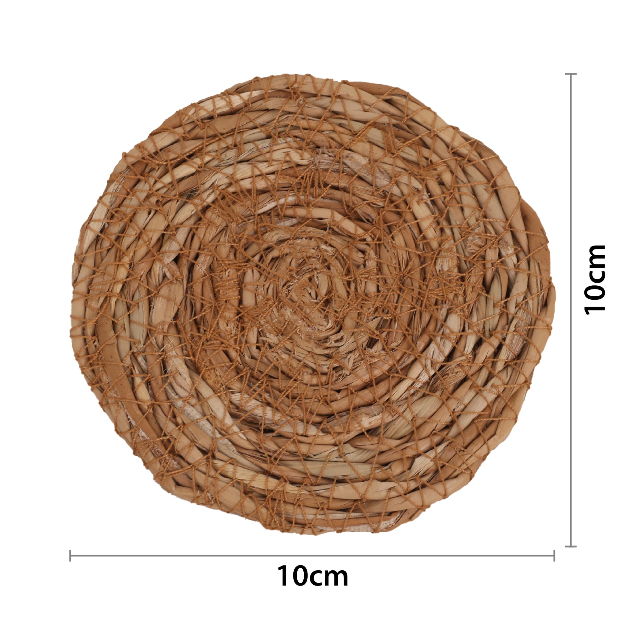 DENOVA Natural Seagrass Coasters Handwoven Round Coasters for Table Protection, Rustic Eco-Friendly Coaster Set for Home, Kitchen, Coffee Table & Dining Pack of 4 3