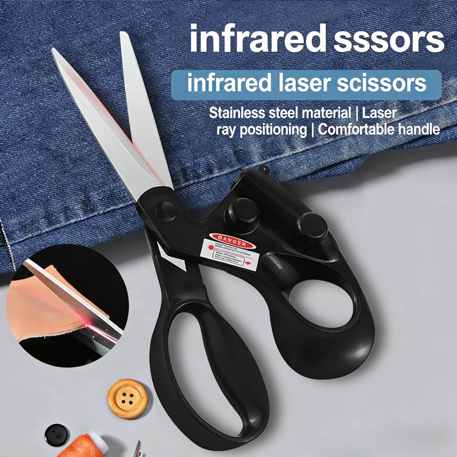 Professional Laser Guided Scissors for Fabric Cutting, Cuts Straight Fast with Precision Laser Guide,Sewing Scissors for Quilting Home Craft Wrapping Gift with Upgraded Ergonomic Handle