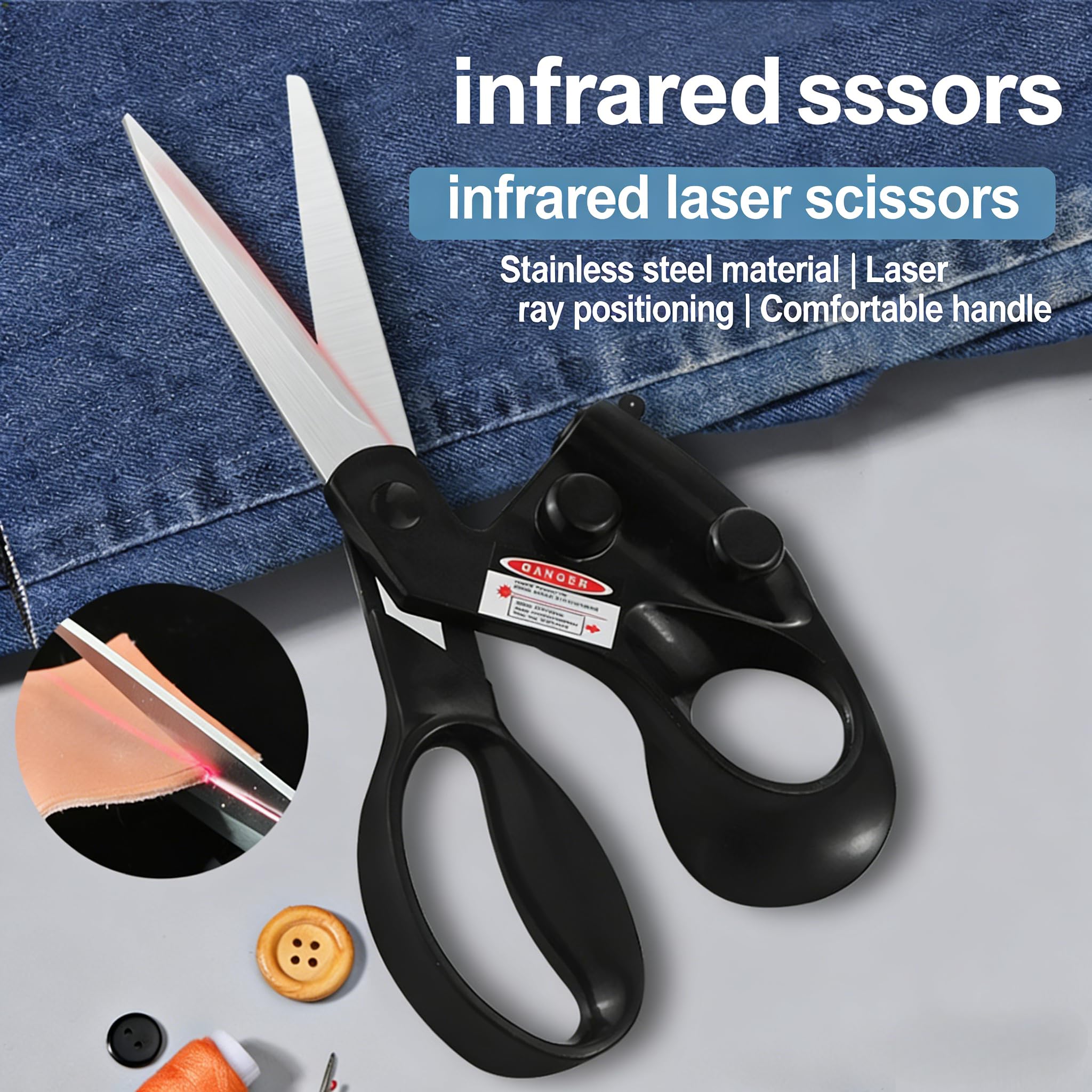 Forbici professionali guidate al laser per il taglio del tessuto, taglio dritto veloce con guida laser di precisione, forbici da cucire per trapuntare, artigianato, regalo con impugnatura ergonomica