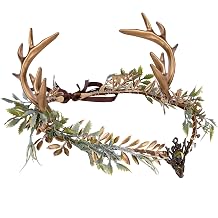 MOSTORY Antler Crown with Leaf for Elf Fairy Renaissance Costume Halloween Cosplay Carnival Accessories