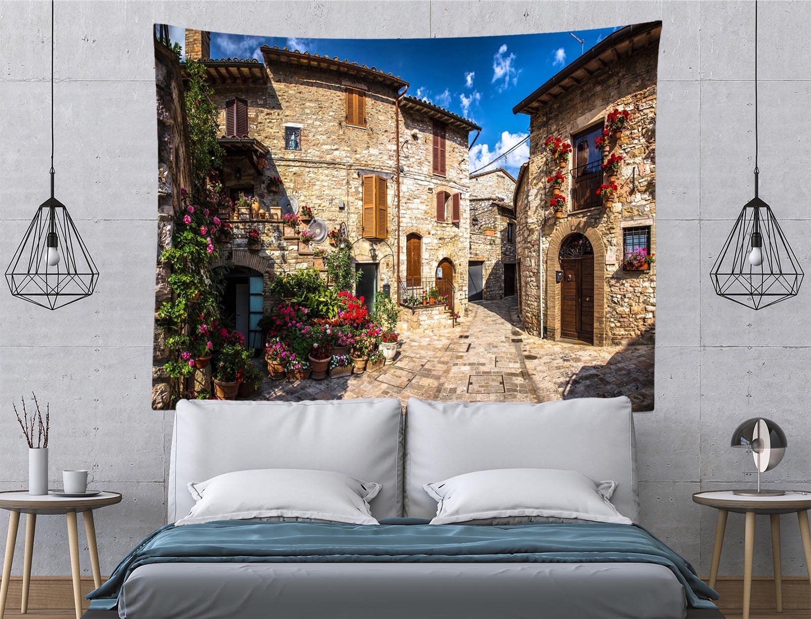 Tuscany Floral ゴブラン織　壁掛け　USA Amazon.com: Loccor Italy Tuscany Tapestry Italian Street Wall