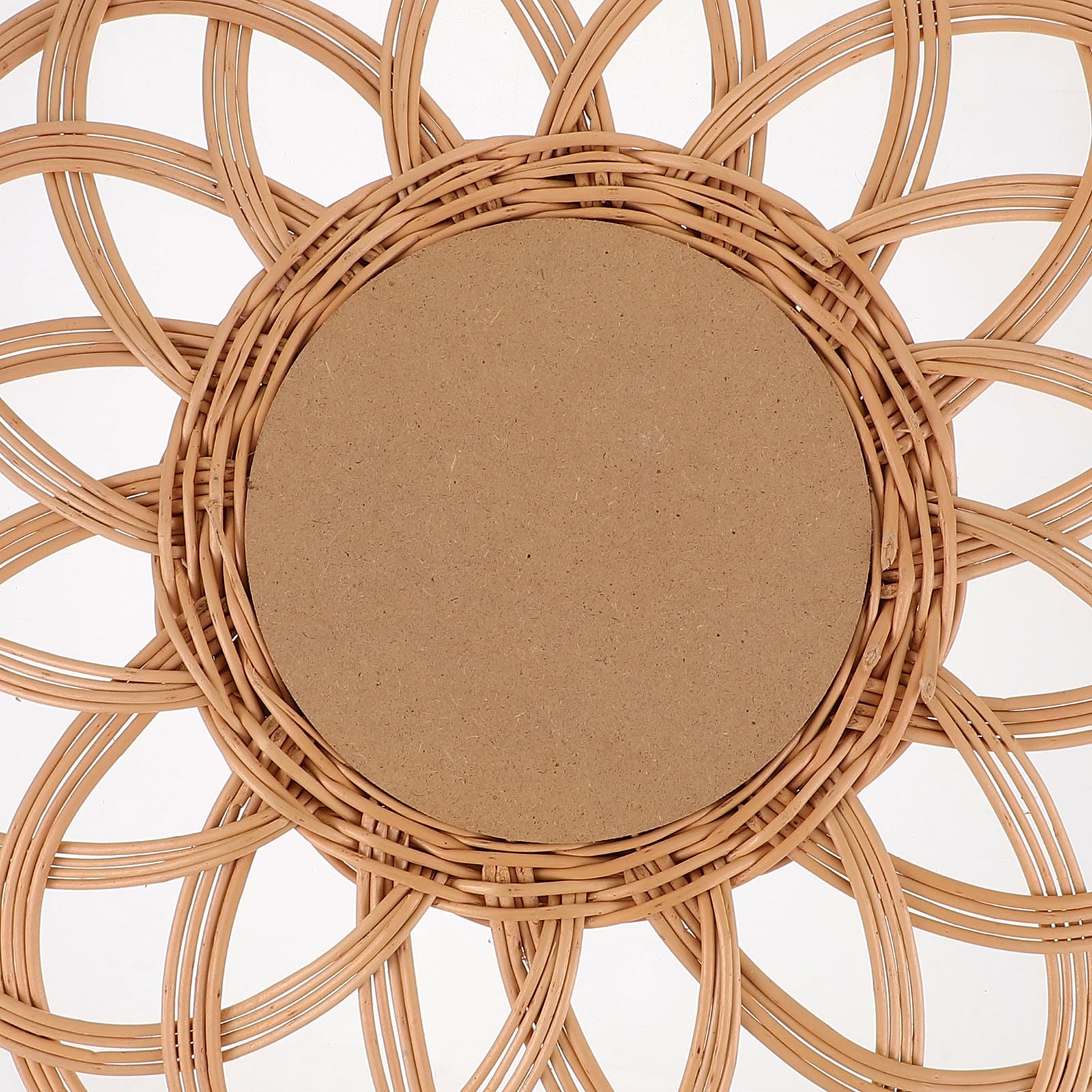 Wandspiegel Handgefertigt mit Glas aus Korbweide Runder Rustikaler Flechtspiegel Praktische Wanddeko im Minimalistischen Stil und Dekorativ für Schlafzimmer