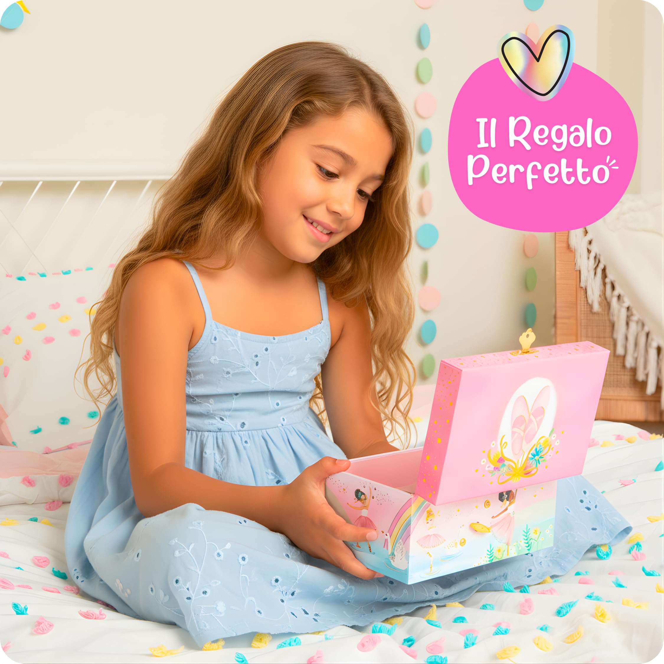 Giggle & Honey® Portagioie Carillon per Bambine - Scatola Musicale per Bambini con Ballerina che Gira e Specchio, Regali per Bambine da 3 a 10 anni, Scatole Portagioie per Bambini