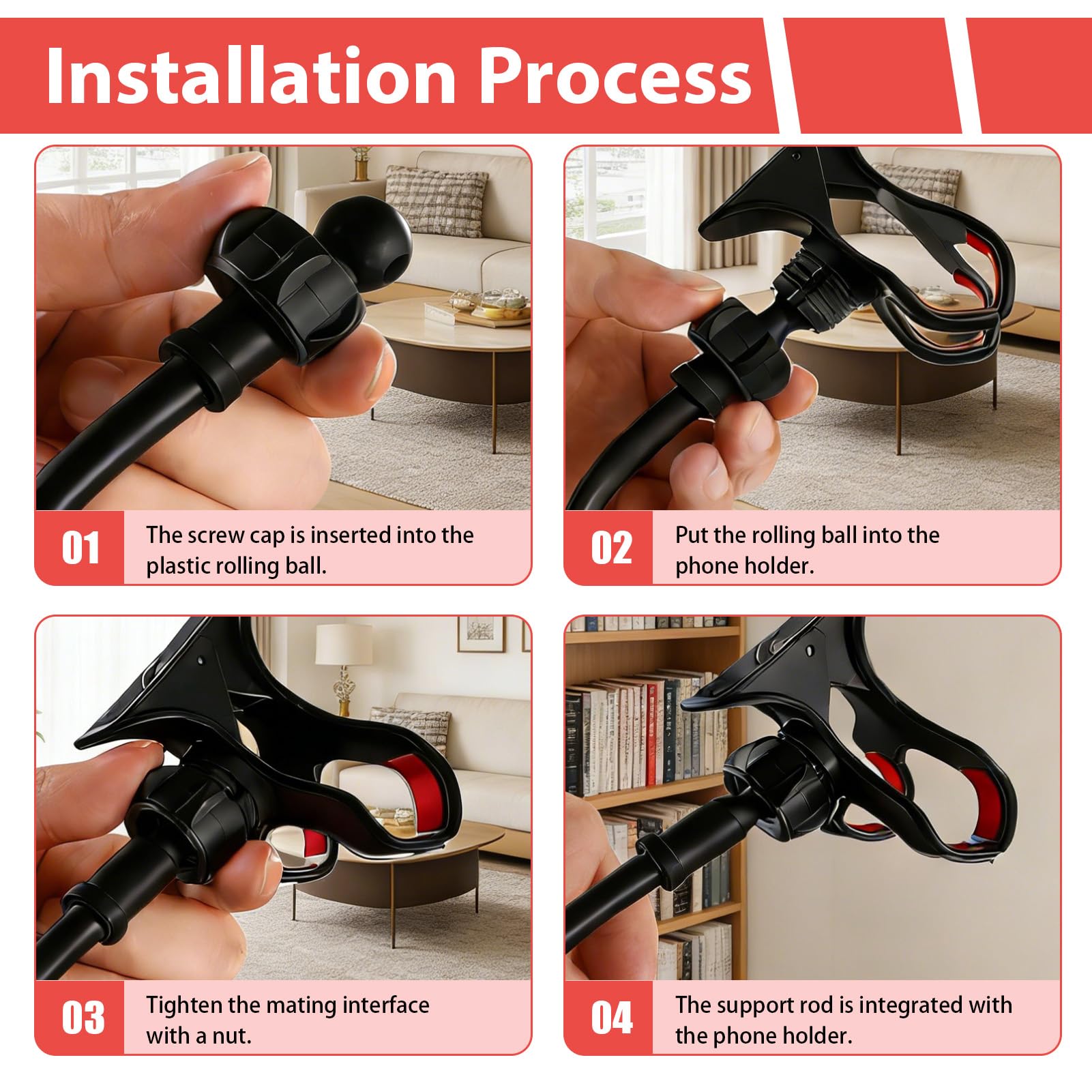Support Telephone Lit, Support téléphone avec col de Cygne de - Réglable, avec bras télescopique flexible de 75 cm - Convient à tous les modèles - Convient pour les vidéos et regarder des films