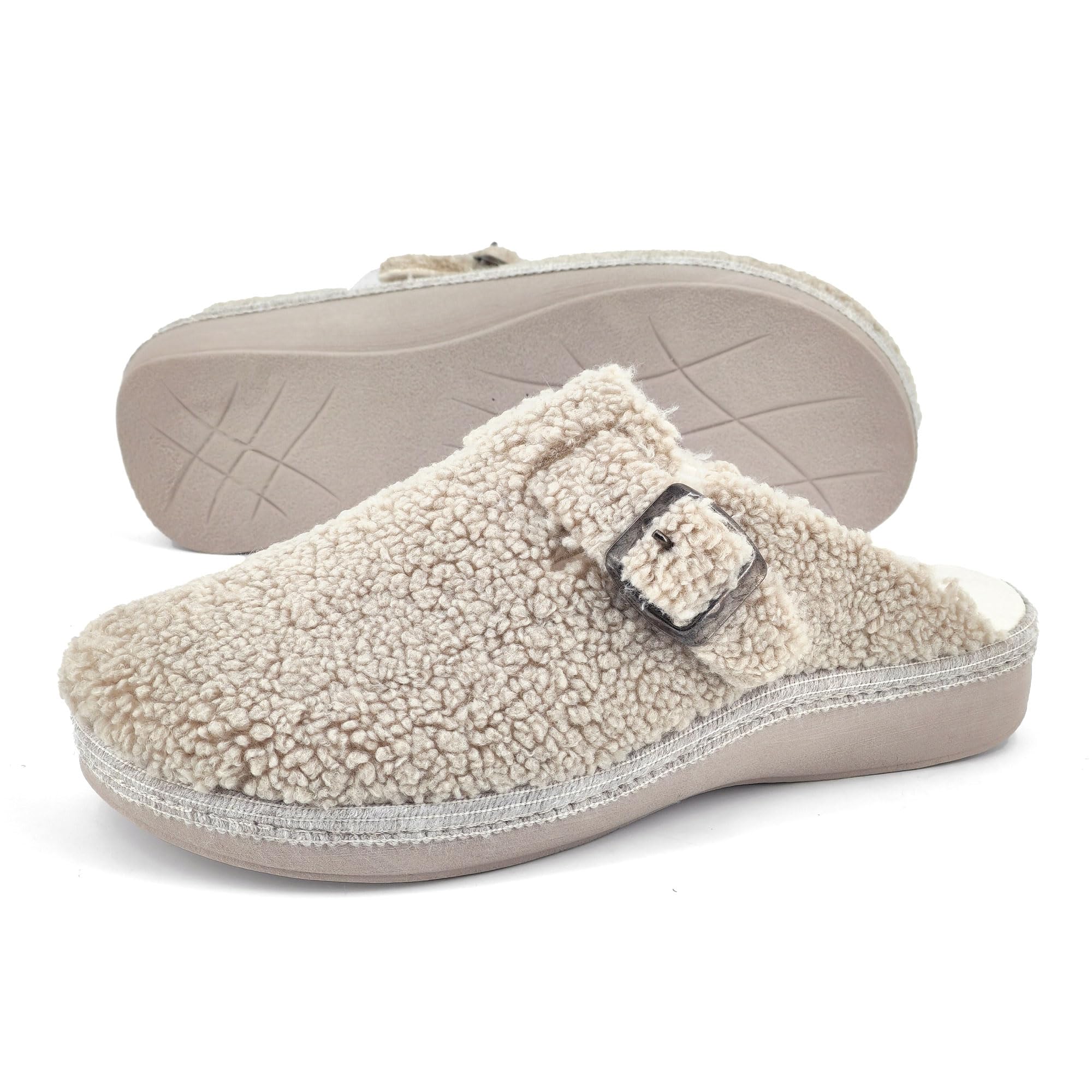 JOMIX Hausschuhe Damen Winter Pantoletten Gefütterte Pantoffeln Warme Plüsch Slippers Rutschfeste Puschen mit Fußbett